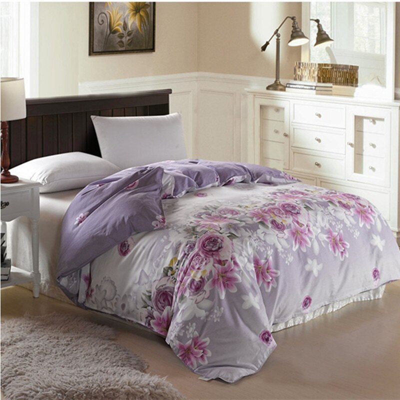 Housse De Couette Violette A Fleurs Roses