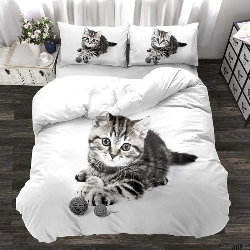 Housse de Couette 1 Personne Motif Chat Housse De Reve