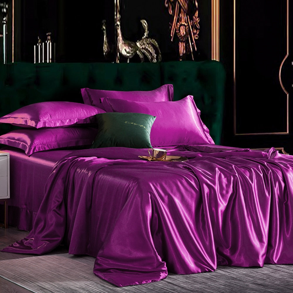 Housse de Couette 100% Satin Violette