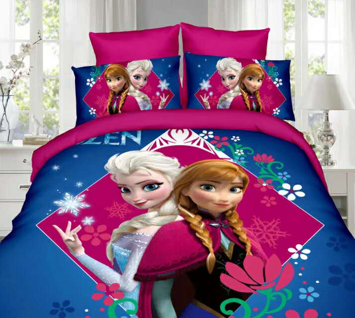 Housse de Couette Anna et Elsa Bleue Et Rose