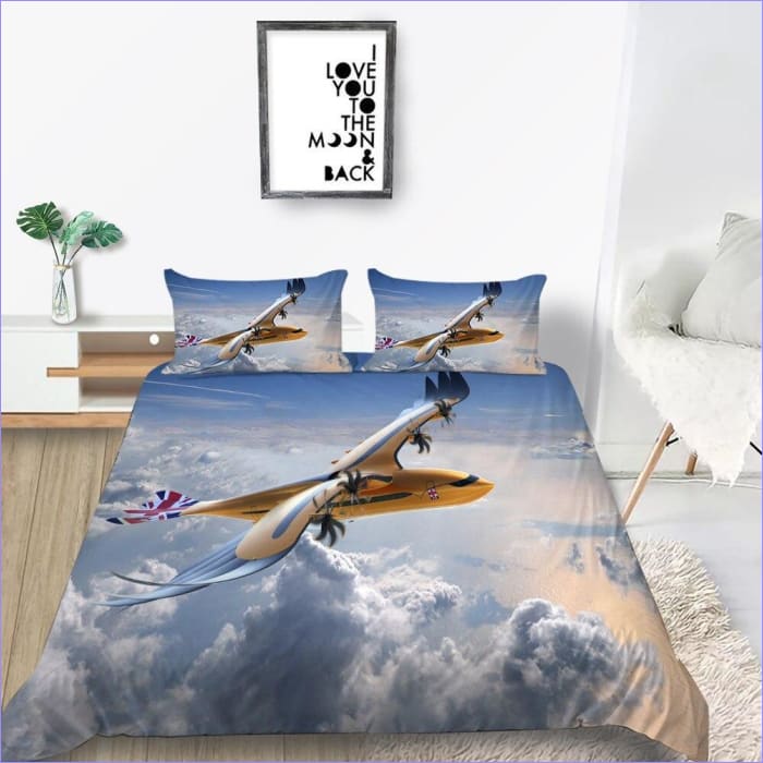 Housse de Couette Avion Jaune Anglais