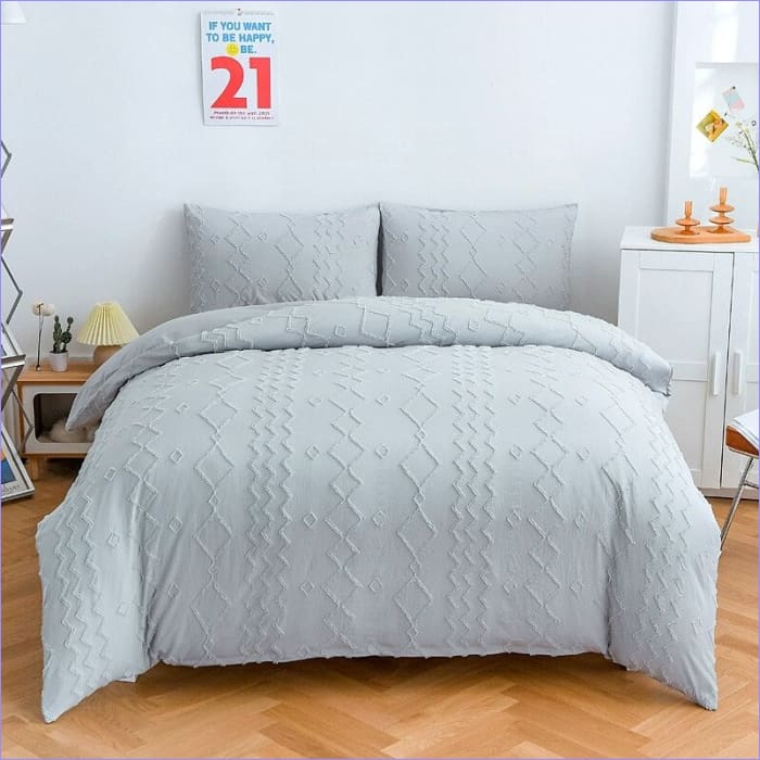 Housse de Couette Blanc Gris