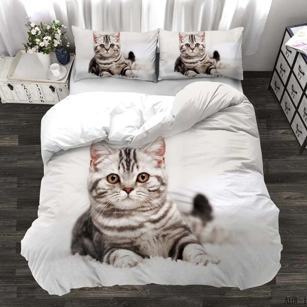 Housse de Couette Blanche 2 Personnes Chat
