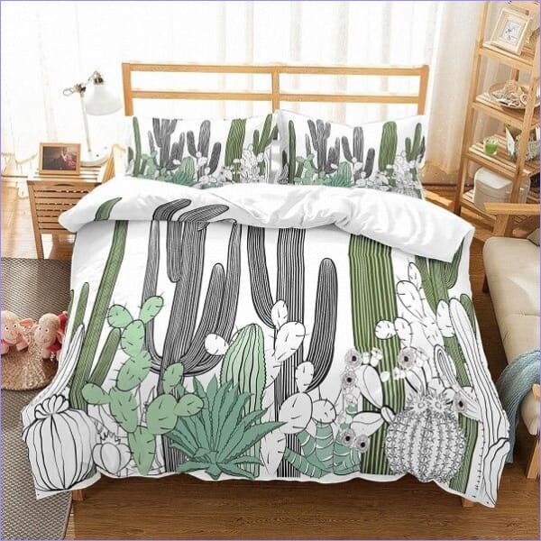 Housse de Couette Blanche Cactus