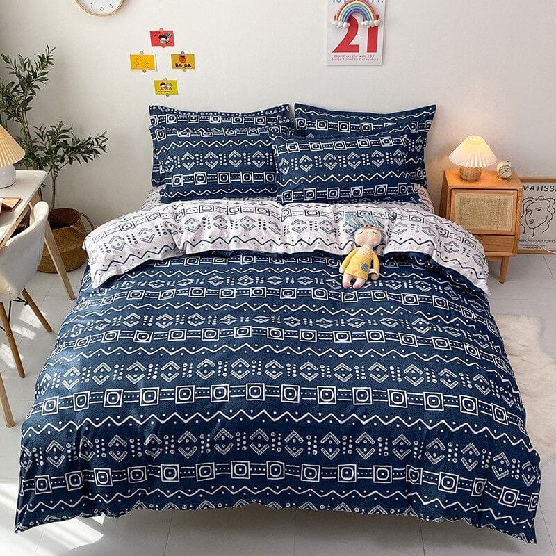Housse de Couette Bleu Marine Esprit Scandinave