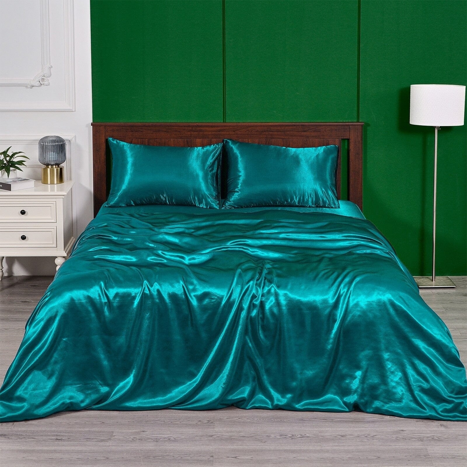 Housse de Couette Bleu Satin