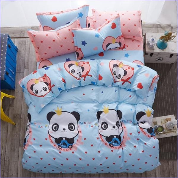 Housse de Couette Bleu et Rose Panda