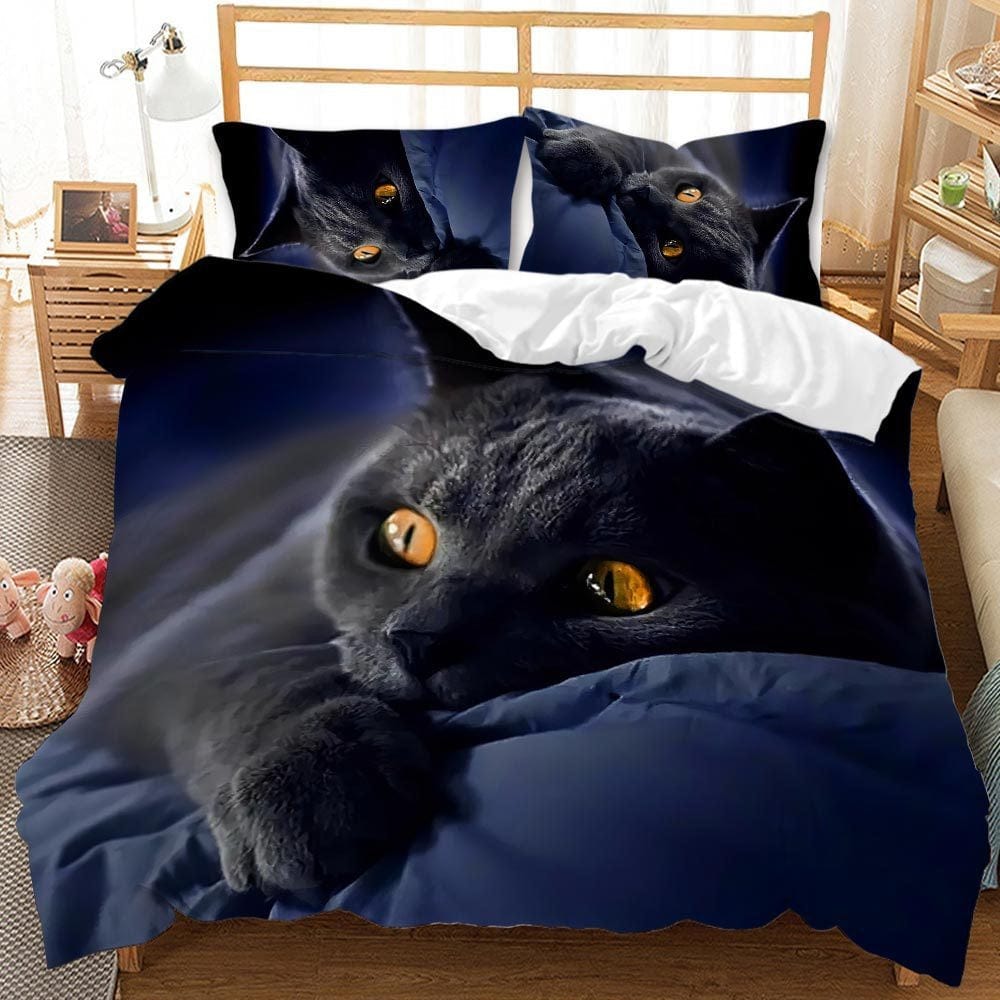 Housse de Couette Bleue Chaton 2 Personnes