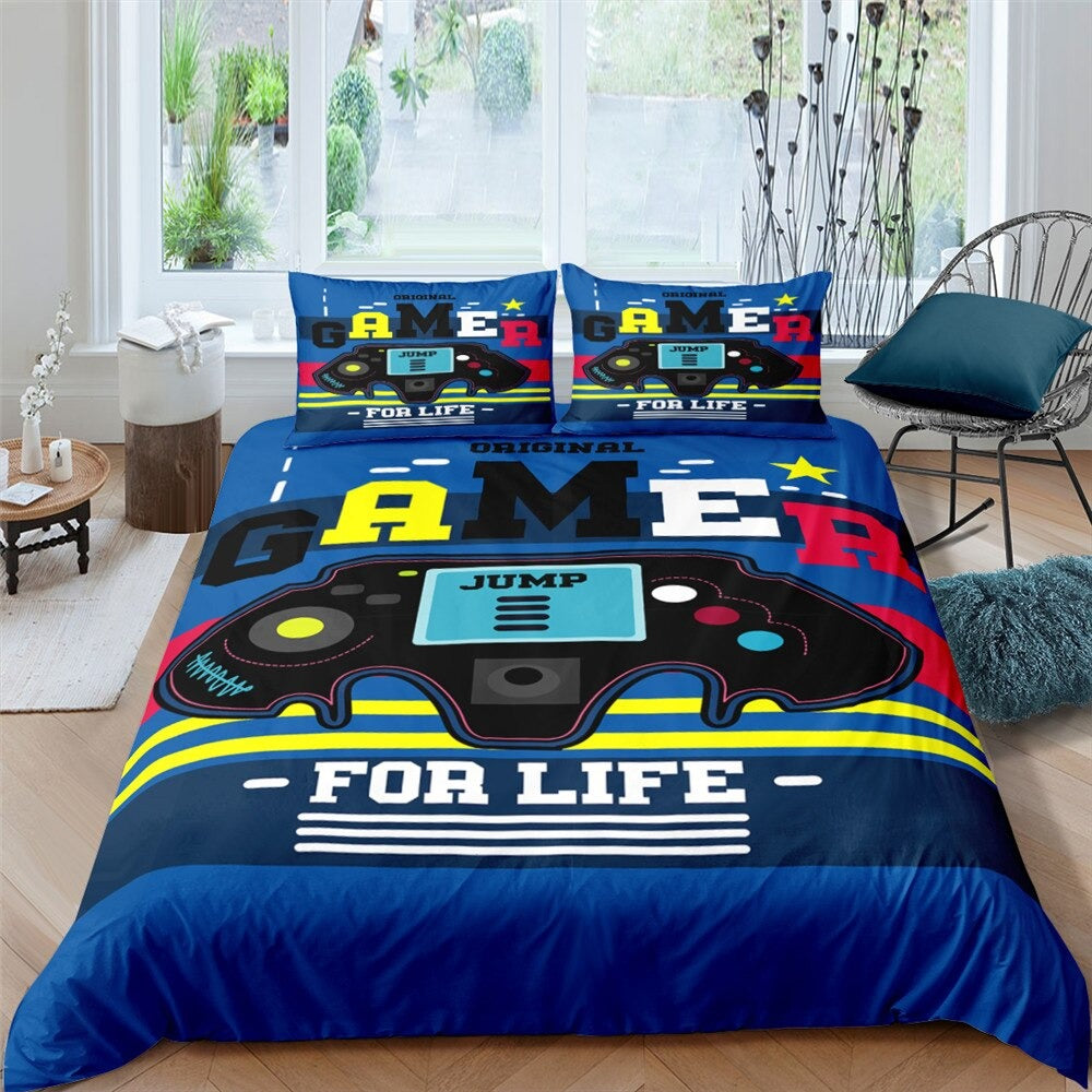 Housse de Couette Bleue Gamer For Life