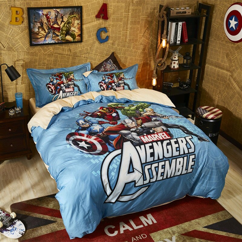 Housse de Couette Bleue Marvel Avengers 100% Coton