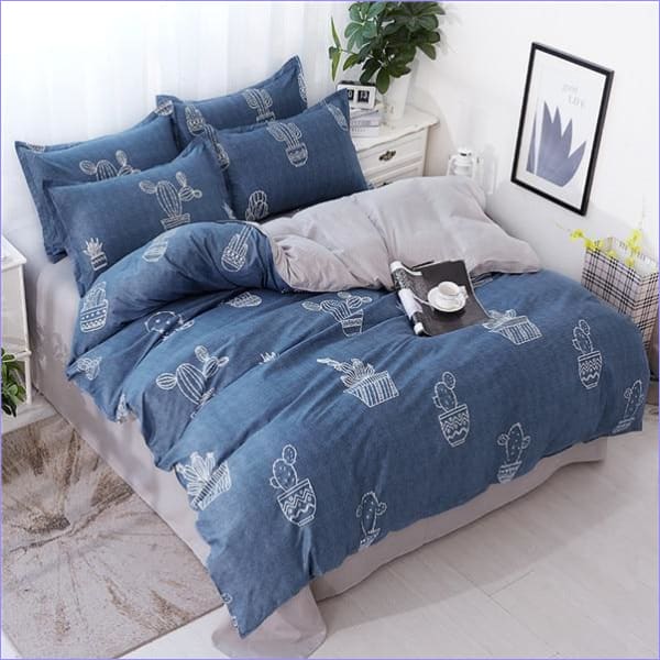 Housse de Couette Cactus Bleu en pot