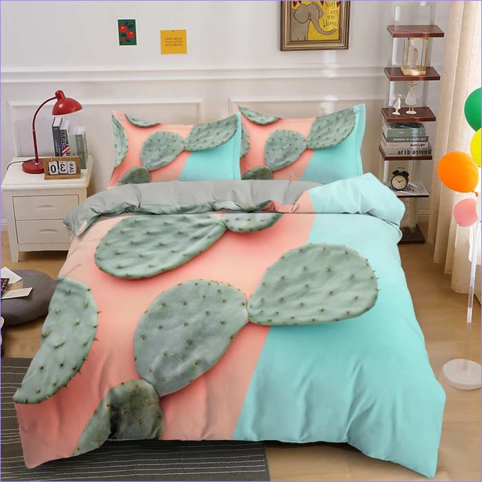 Housse de Couette Cactus Rose & Bleu