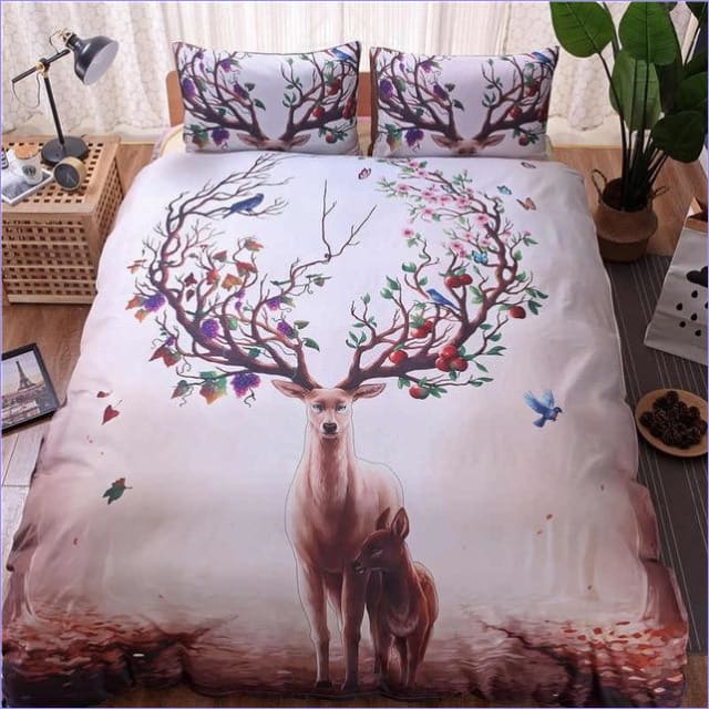 Housse de Couette Cerf Fleuri