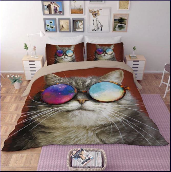 Housse de Couette Chat Jour et Nuit
