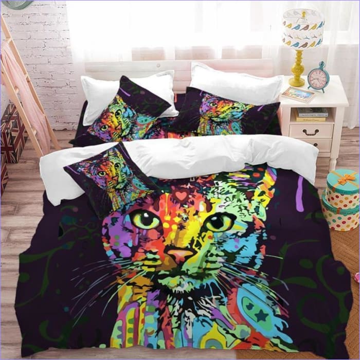 Housse de Couette Chat Multicolore Graphique