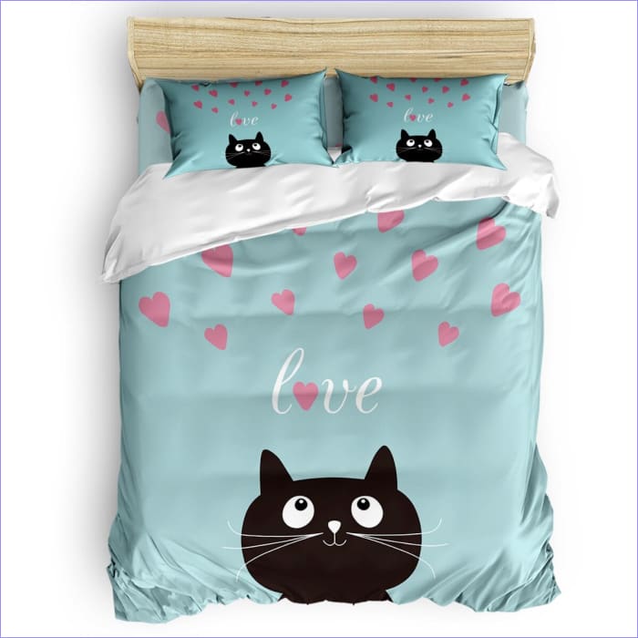 Housse de Couette Chat Noir Love