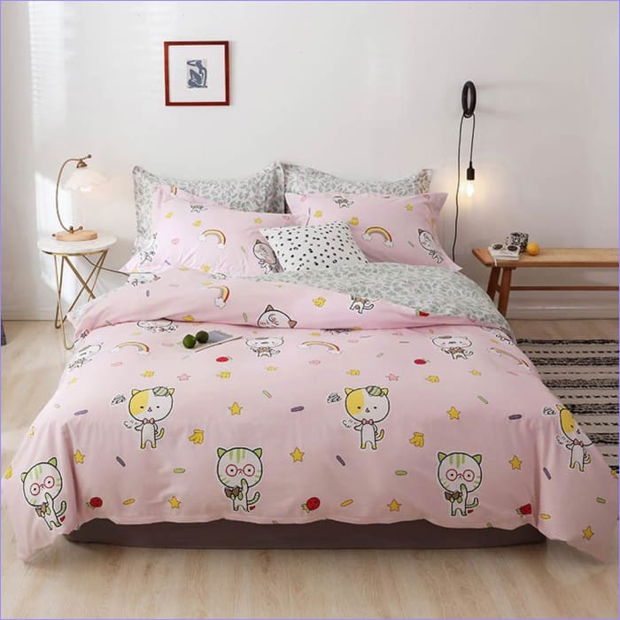 Housse de Couette Chat Rose
