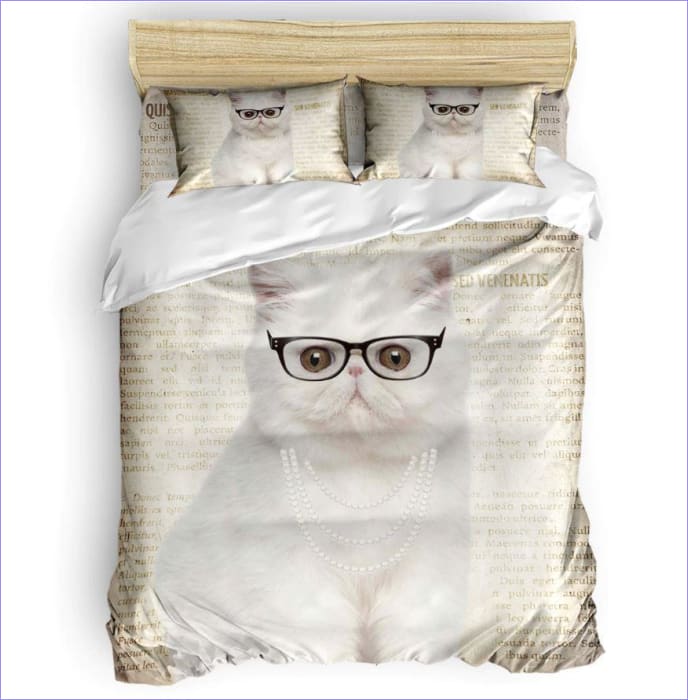 Housse de Couette Chat à Lunettes