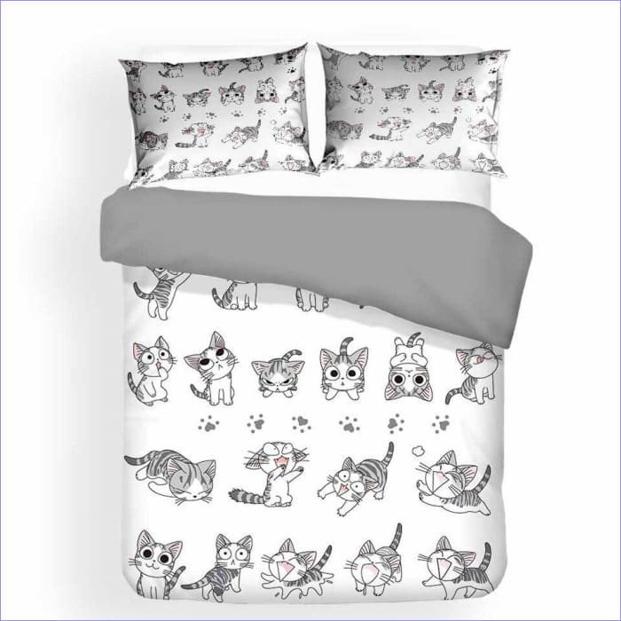 Housse de Couette Chaton Manga Noir et Blanc