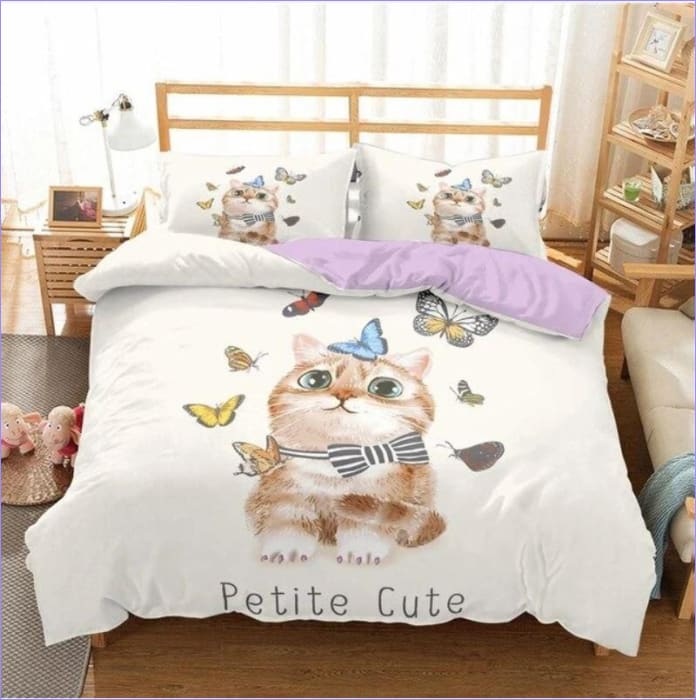 Housse de Couette Chaton Papillons