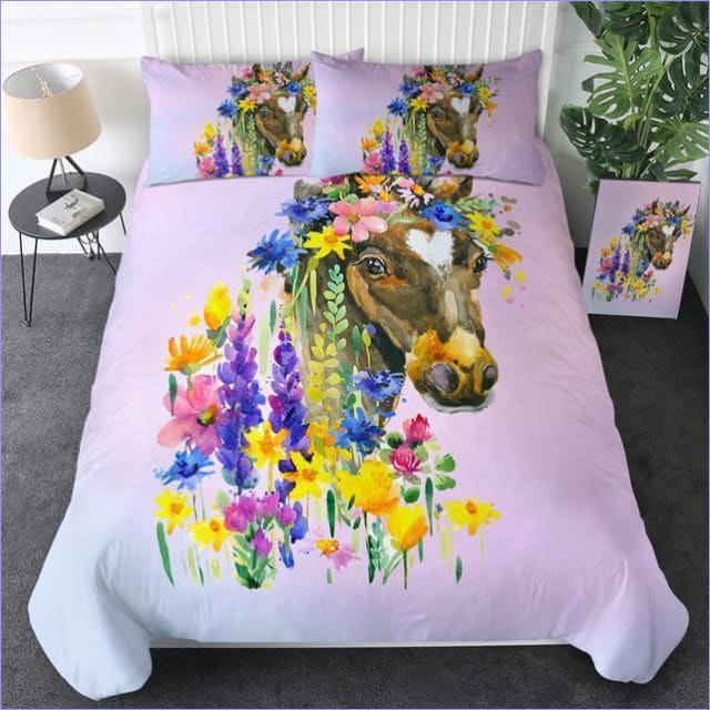 Housse de Couette Cheval en fleur