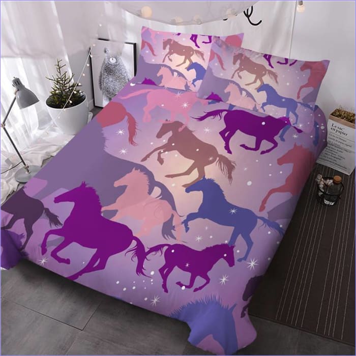 Housse de Couette Chevaux Multiples Roses