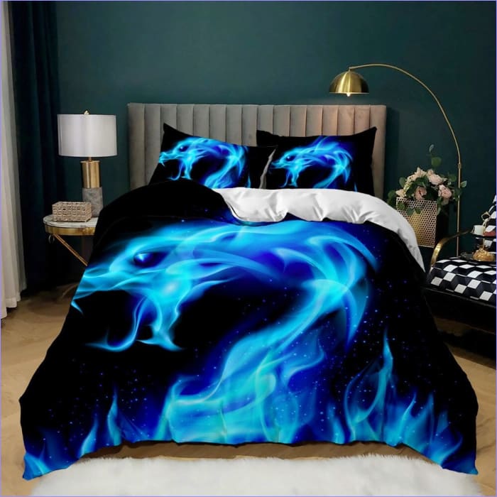Housse de Couette Dragon Flamme Bleue