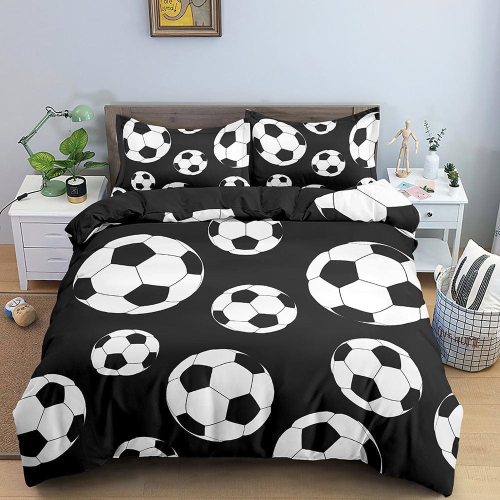 Housse de Couette Enfant Football Noir et Blanc