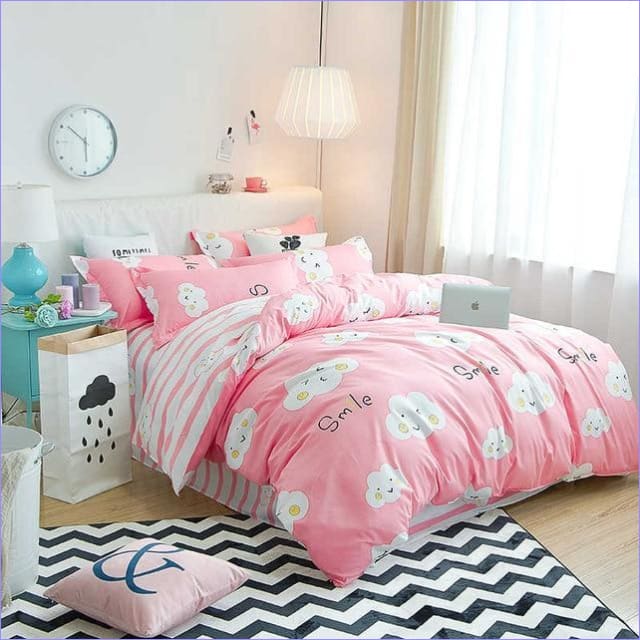 Housse de Couette Enfant Nuage Rose Smile