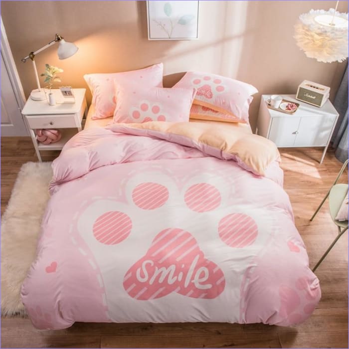 Housse de Couette Enfant Rose Patte d'Ours