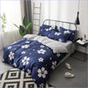 Housse de Couette Fleurie Bleue Réversible