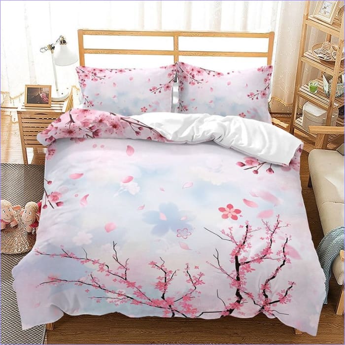 Housse de Couette Fleurie Cerisier Japonnais