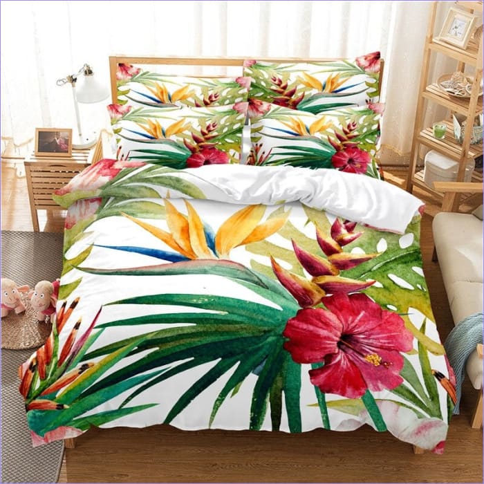 Housse de Couette Fleurie Composition Florale Exotique