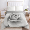 Housse de Couette Fleurie Rose en Noir et Blanc