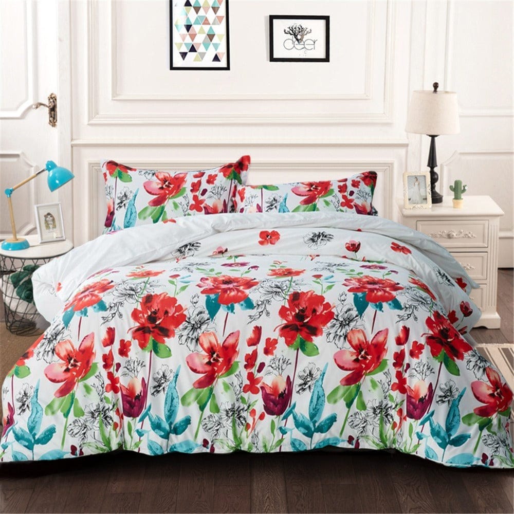 Housse de Couette Fleurs Rouges