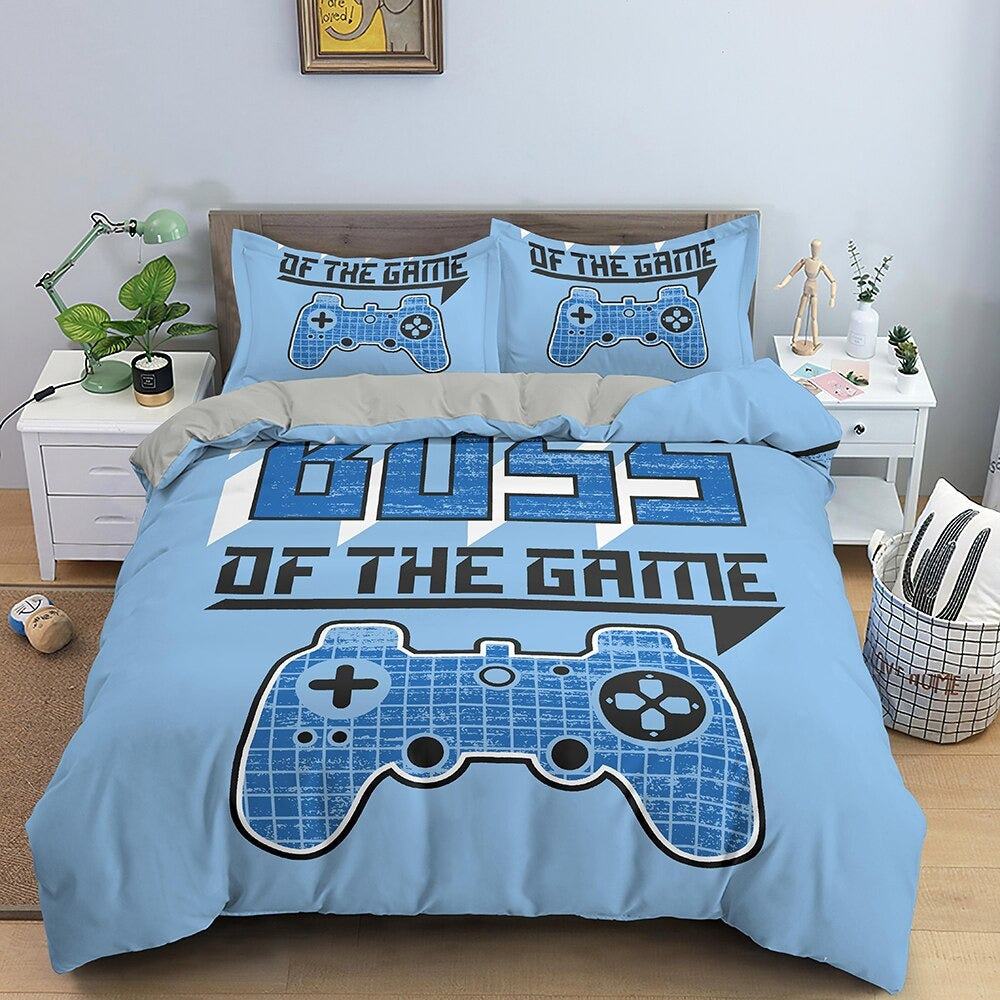 Housse de Couette Gamer Bleue Boss of the Game