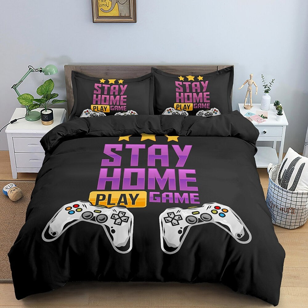Housse de Couette Gamer Stay Home Play Game
