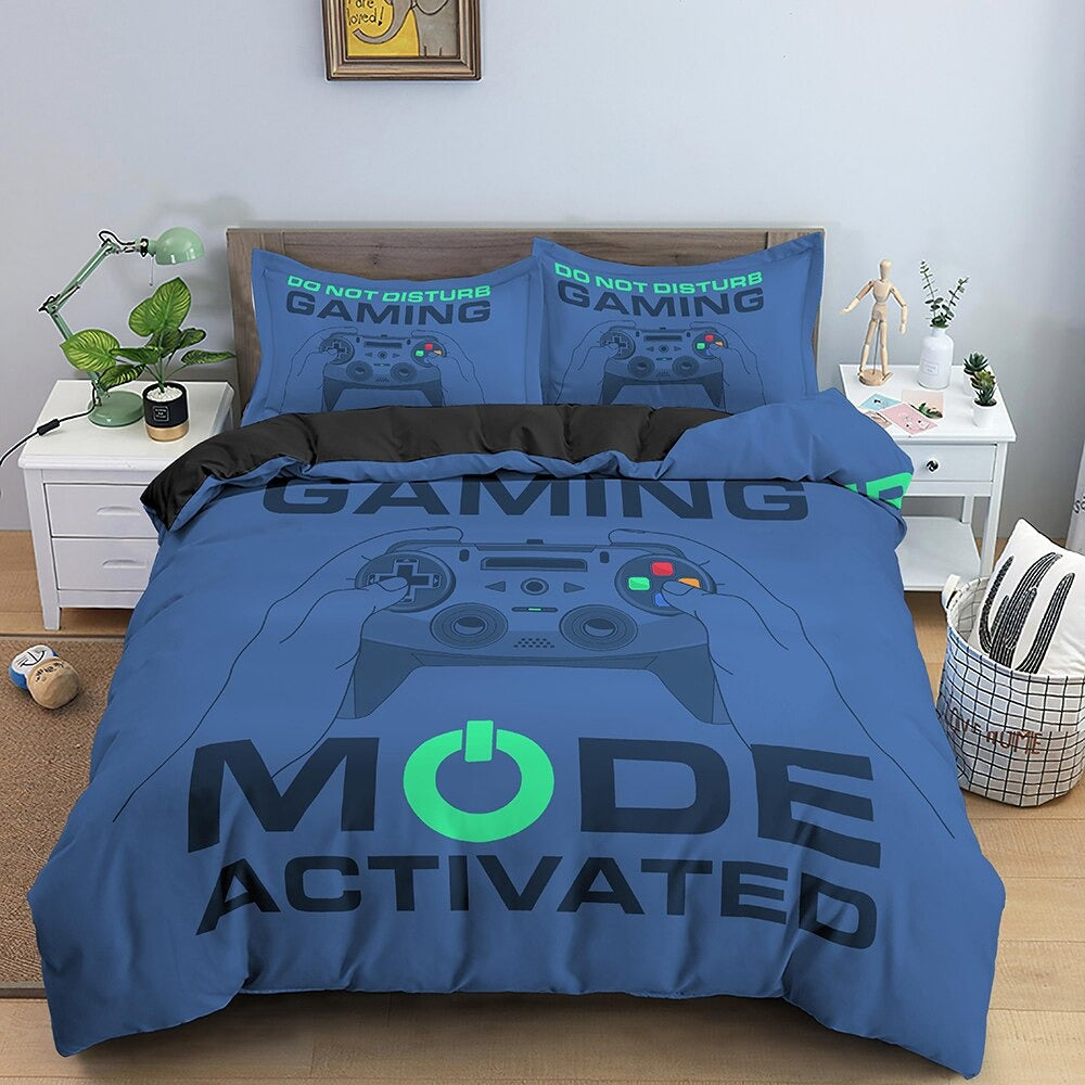 Housse de Couette Gaming Mode Activated Bleue