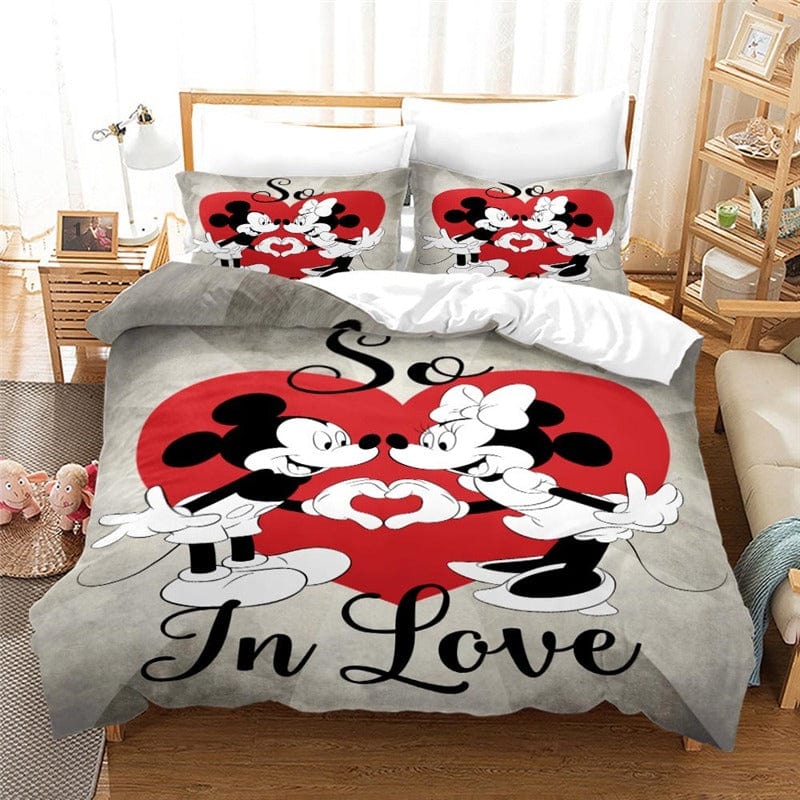 Housse de Couette Grise Minnie Mickey 200x200