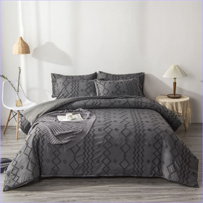 Housse de Couette Grise Motif Cocooning