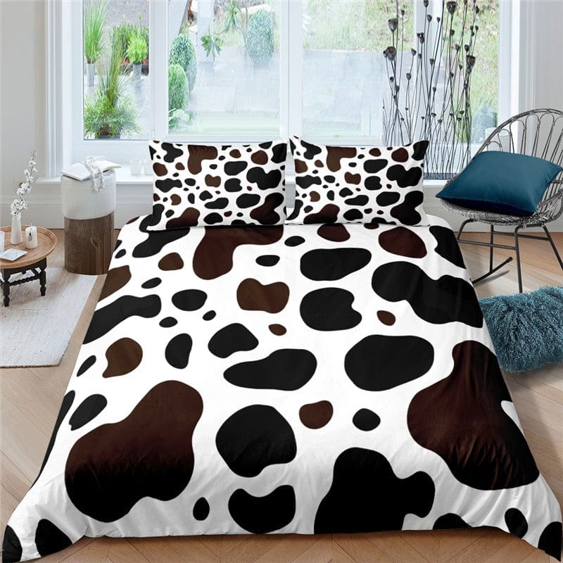 Housse de Couette Imprimé Vache Blanche et Marron