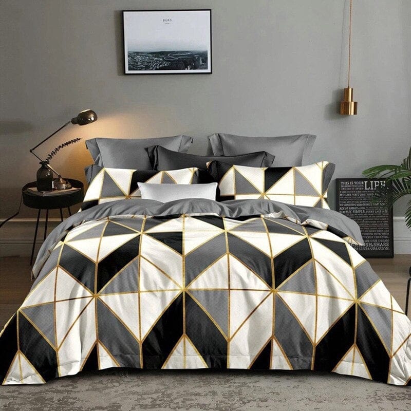 Housse de Couette Jaune Gris Noir
