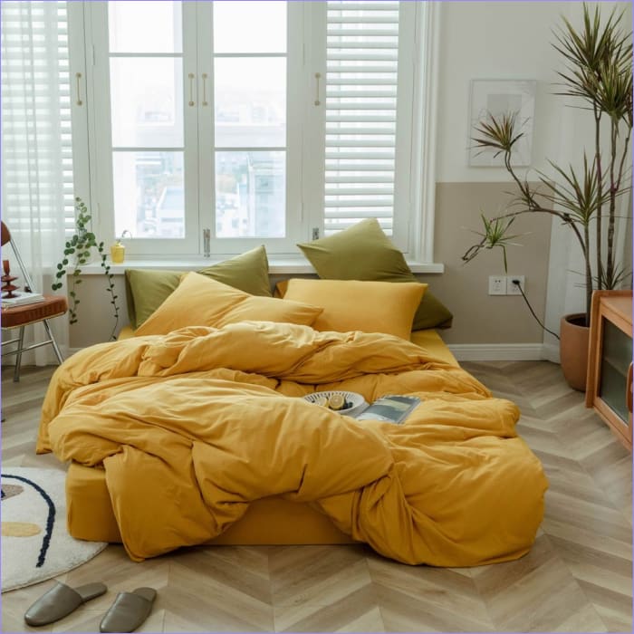 Housse de Couette Jaune Moutarde