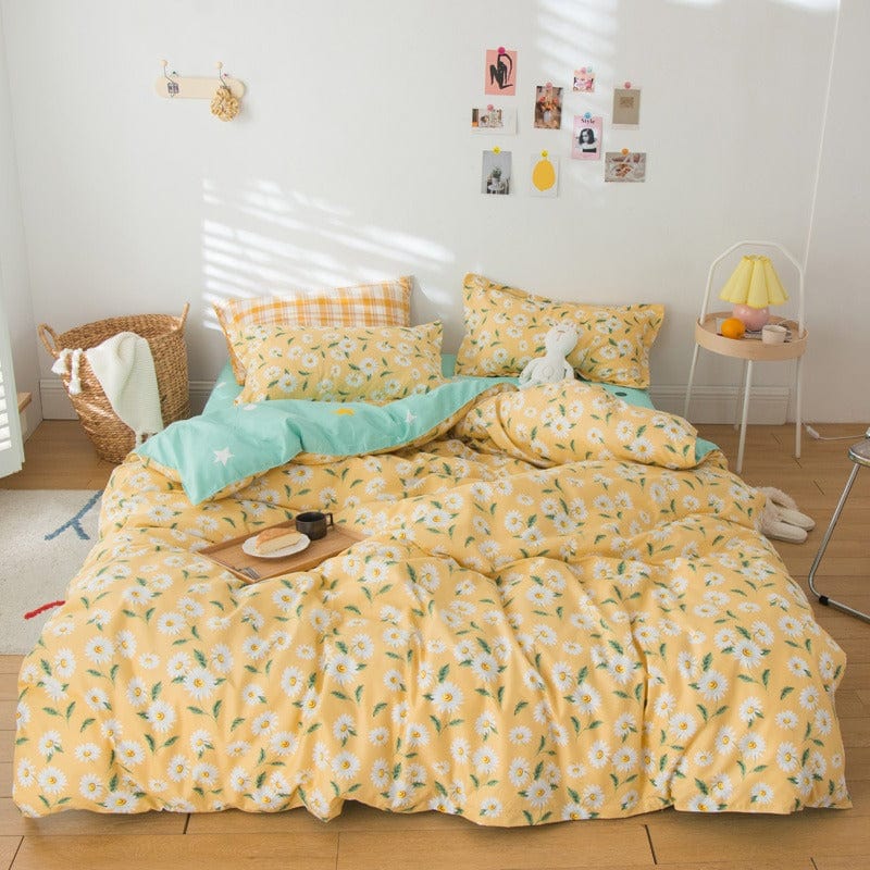 Housse de Couette Jaune Petites Fleurs