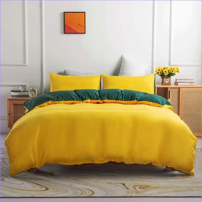 Housse de Couette Jaune et Vert Jade