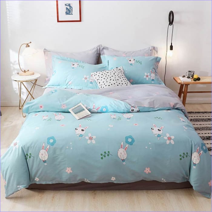 Housse de Couette Lapin Bleue Ciel 140x200