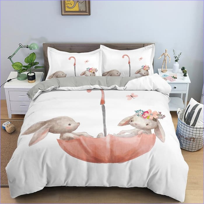 Housse de Couette Lapin Parapluie