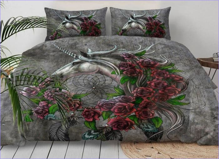 Housse de Couette Licorne Collier de Roses