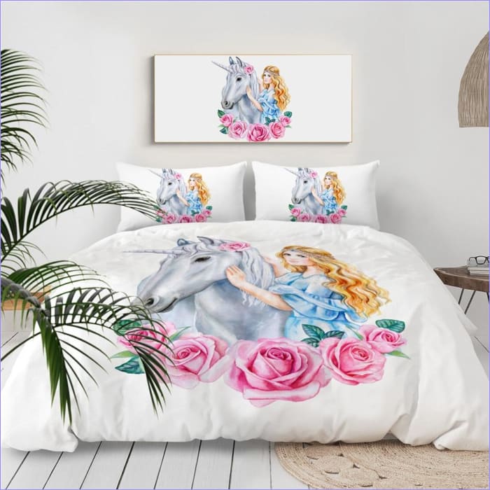Housse de Couette Licorne et Princesse