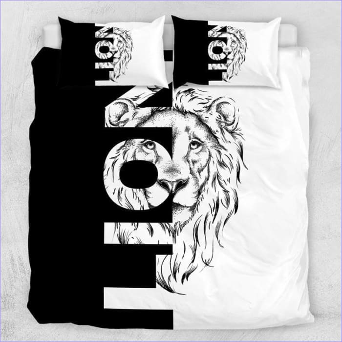 Housse de Couette Lion Noir et Blanc